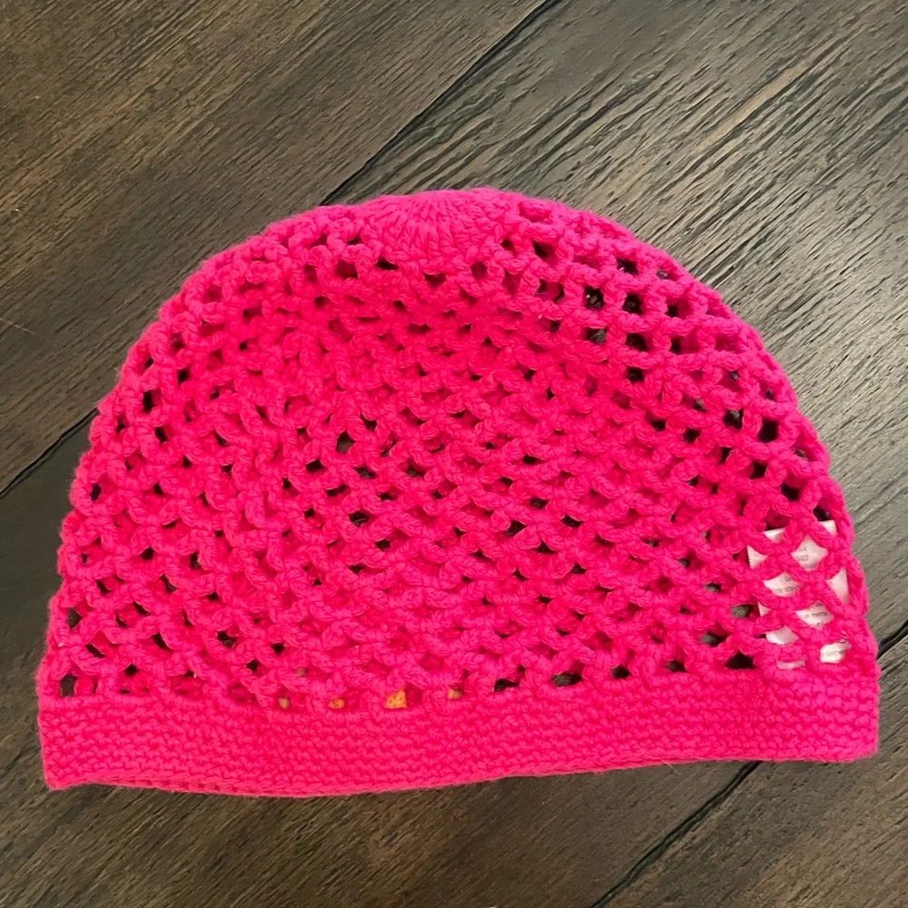 Gymboree, Sunshine Smiles Pink Crochet Hat with Yellow Sunflower, size 5-7